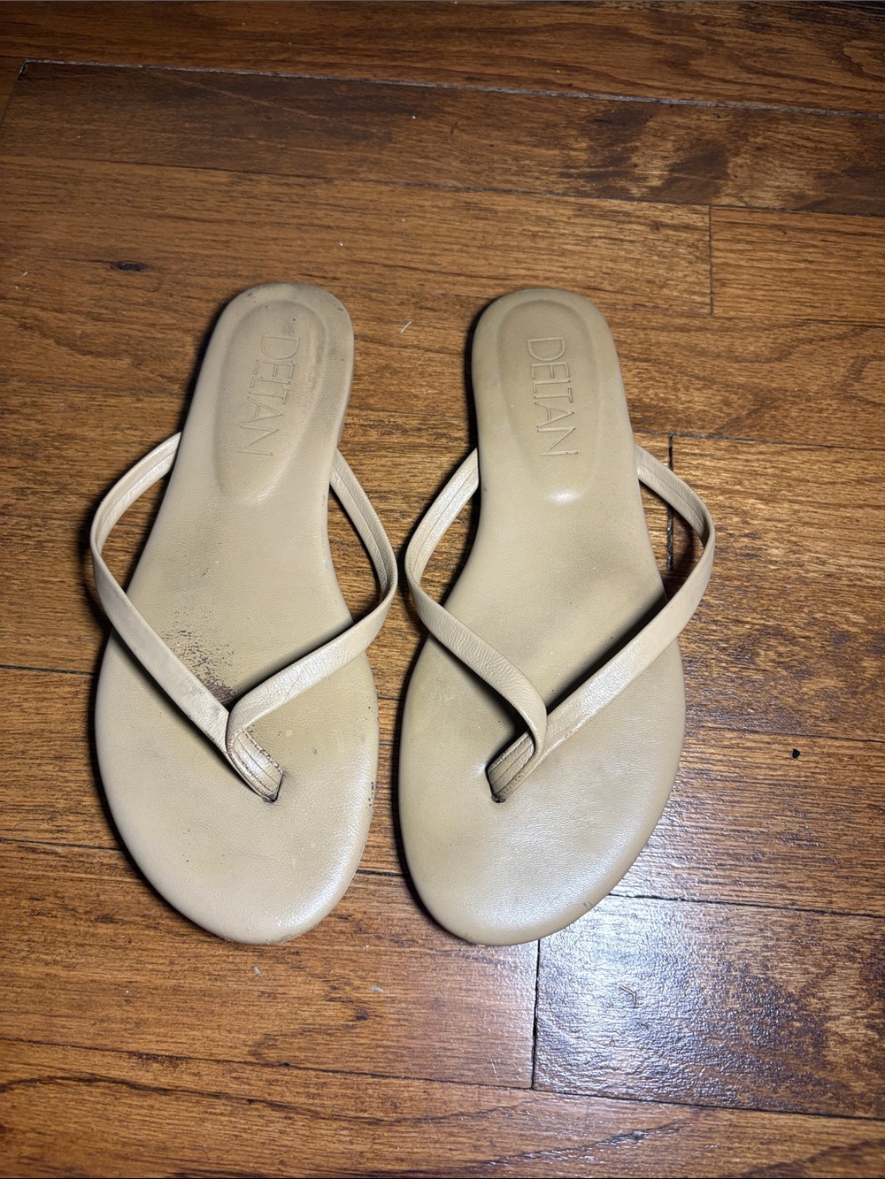 Deltan Women's Beige Flip Flop Sandals - Neutral Strappy Thong